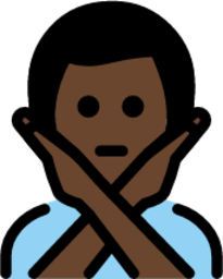 man gesturing NO: dark skin tone emoji
