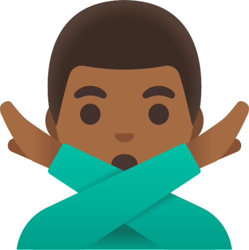 man gesturing NO: medium-dark skin tone emoji