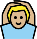 man gesturing OK: medium-light skin tone emoji