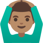 man gesturing OK: medium skin tone emoji