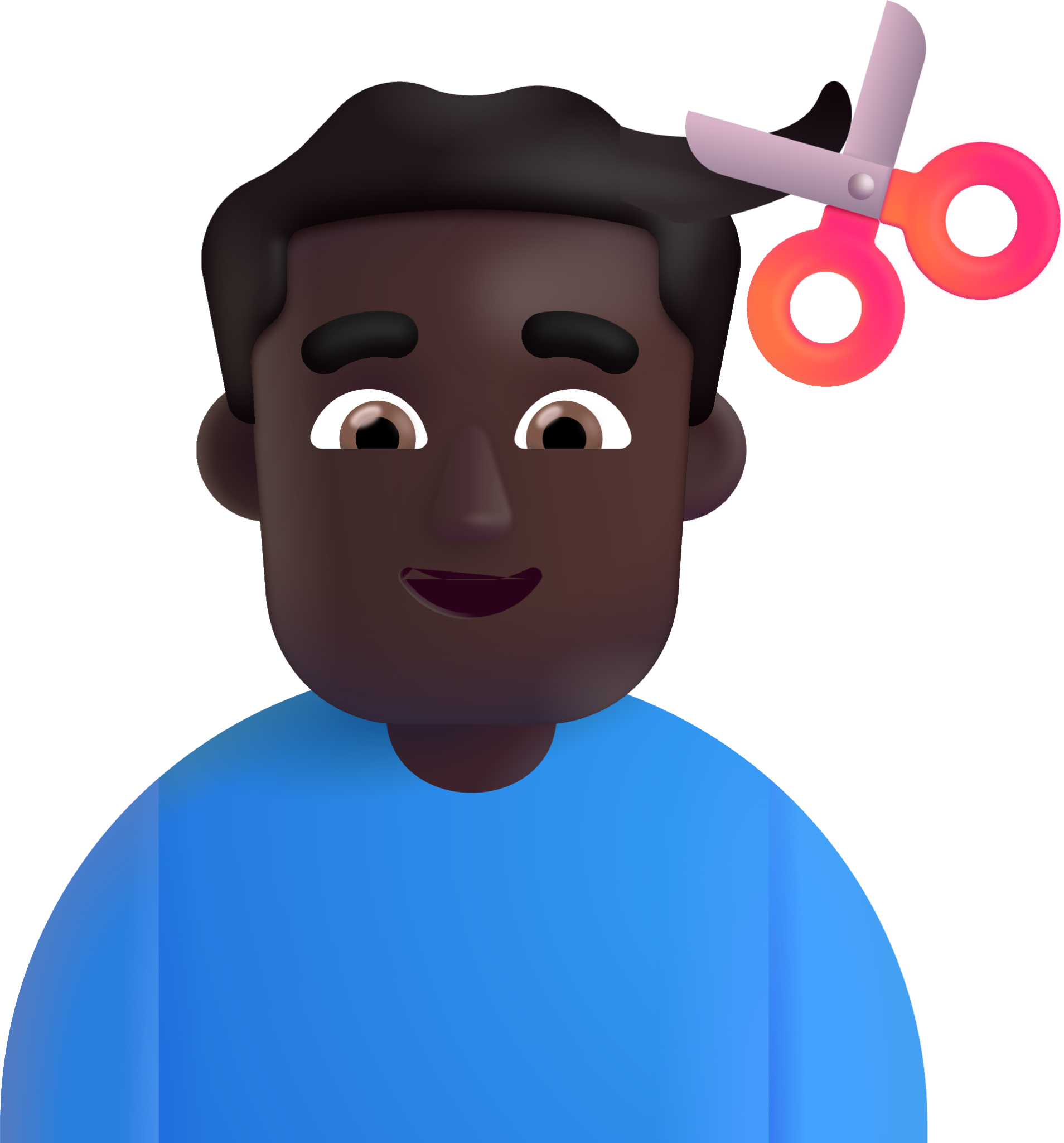 man getting haircut dark emoji