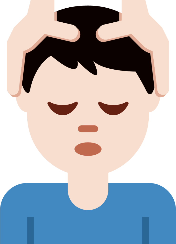 man getting massage: light skin tone emoji