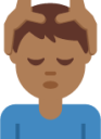 man getting massage: medium-dark skin tone emoji