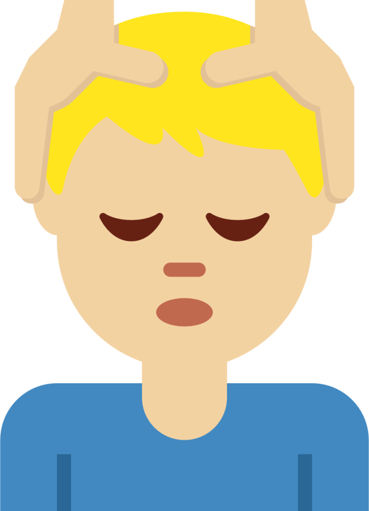 man getting massage: medium-light skin tone emoji