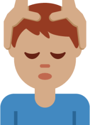 man getting massage: medium skin tone emoji