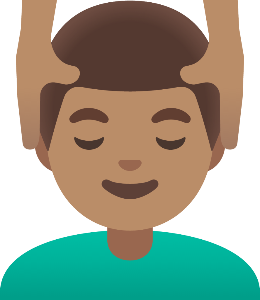 man getting massage: medium skin tone emoji