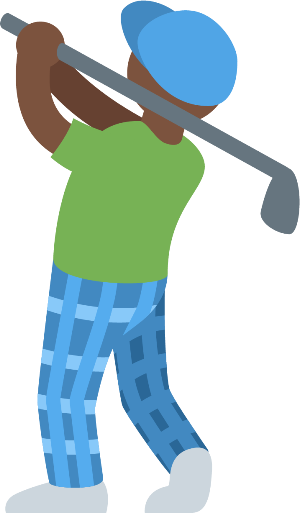 man golfing: dark skin tone emoji