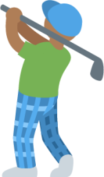 man golfing: medium-dark skin tone emoji