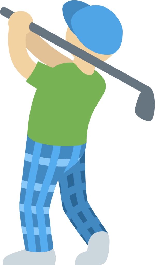 man golfing: medium-light skin tone emoji