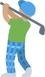 man golfing: medium skin tone emoji