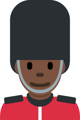 man guard: dark skin tone emoji