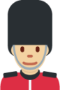 man guard: medium-light skin tone emoji