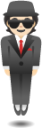 man in business suit levitating: light skin tone emoji