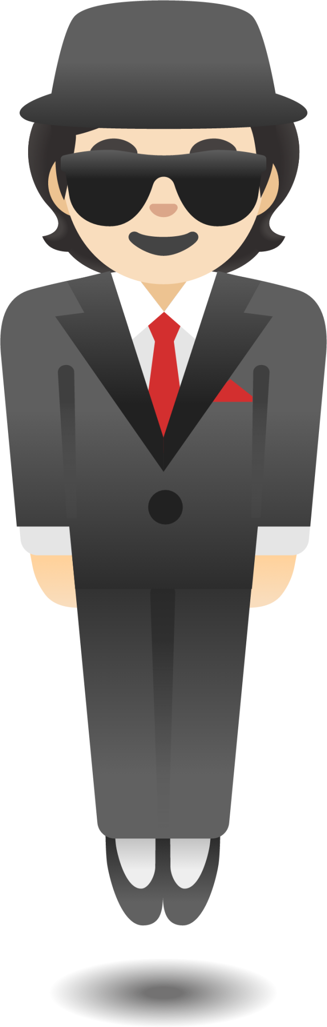 man in business suit levitating: light skin tone emoji