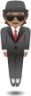 man in business suit levitating: medium skin tone emoji