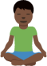 man in lotus position: dark skin tone emoji