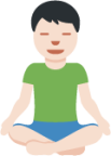 man in lotus position: light skin tone emoji