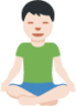 man in lotus position: light skin tone emoji