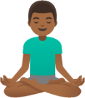 man in lotus position: medium-dark skin tone emoji