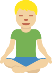 man in lotus position: medium-light skin tone emoji