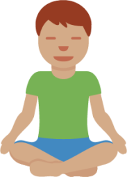 man in lotus position: medium skin tone emoji