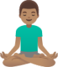 man in lotus position: medium skin tone emoji