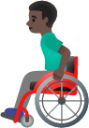 man in manual wheelchair: dark skin tone emoji