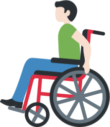 man in manual wheelchair: light skin tone emoji