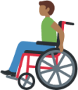 man in manual wheelchair: medium-dark skin tone emoji