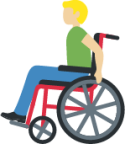 man in manual wheelchair: medium-light skin tone emoji