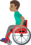 man in manual wheelchair: medium skin tone emoji