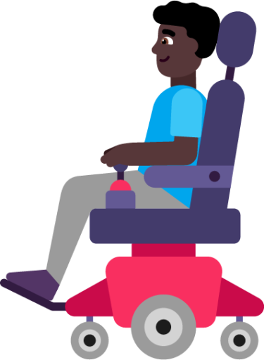 man in motorized wheelchair dark emoji