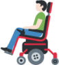 man in motorized wheelchair: light skin tone emoji
