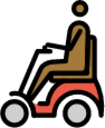 man in motorized wheelchair: medium-dark skin tone emoji