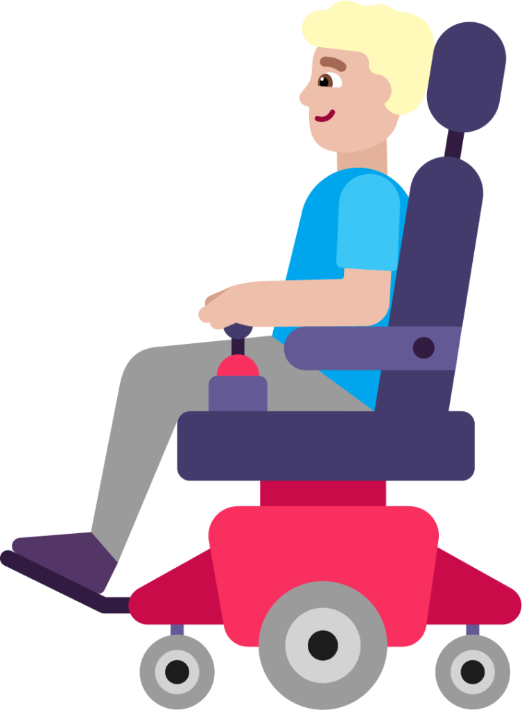 man in motorized wheelchair medium light emoji