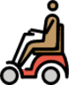 man in motorized wheelchair: medium skin tone emoji