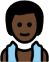 man in steamy room: dark skin tone emoji
