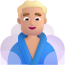 man in steamy room medium light emoji