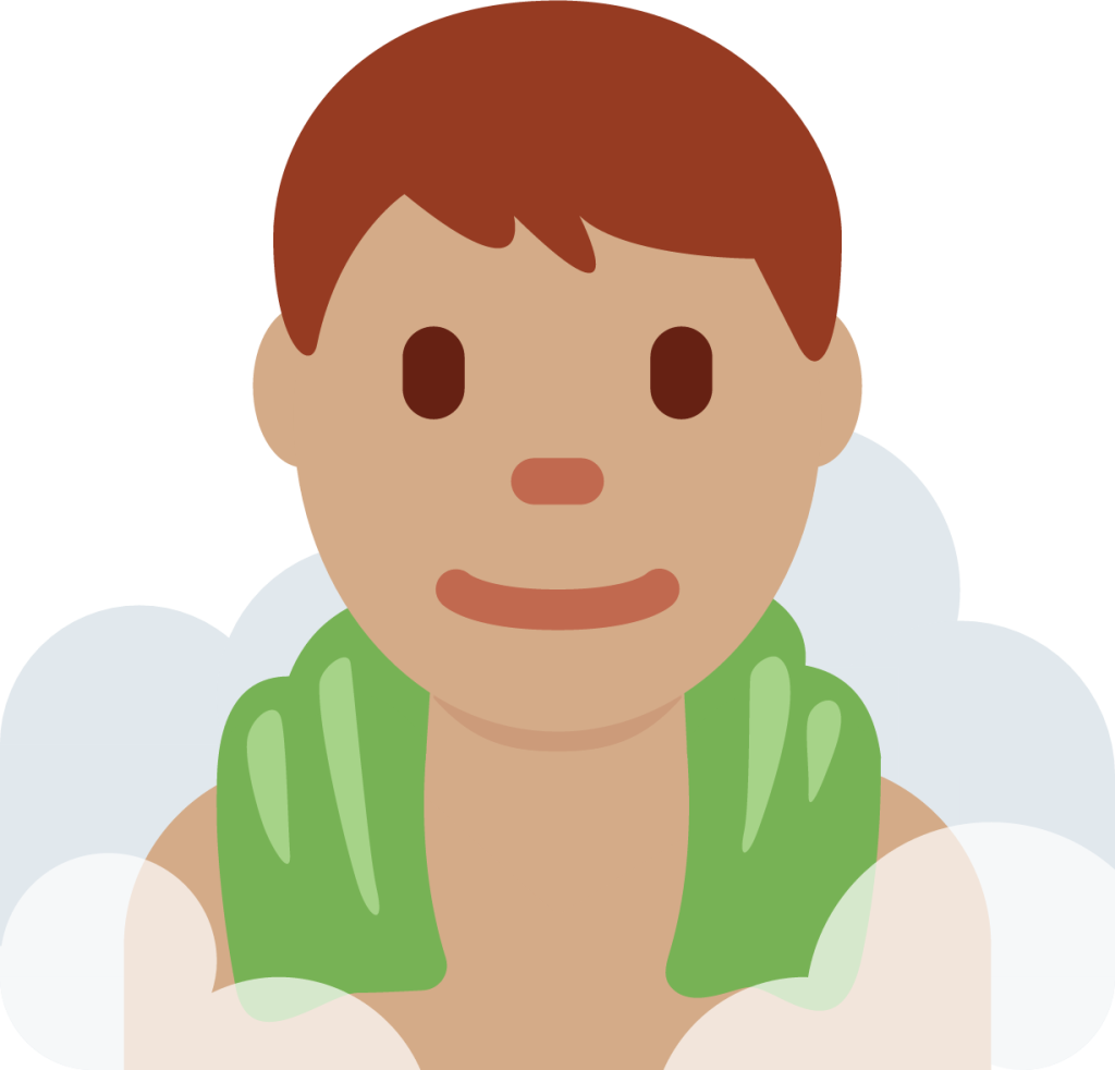 man in steamy room: medium skin tone emoji