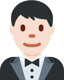 man in tuxedo: light skin tone emoji