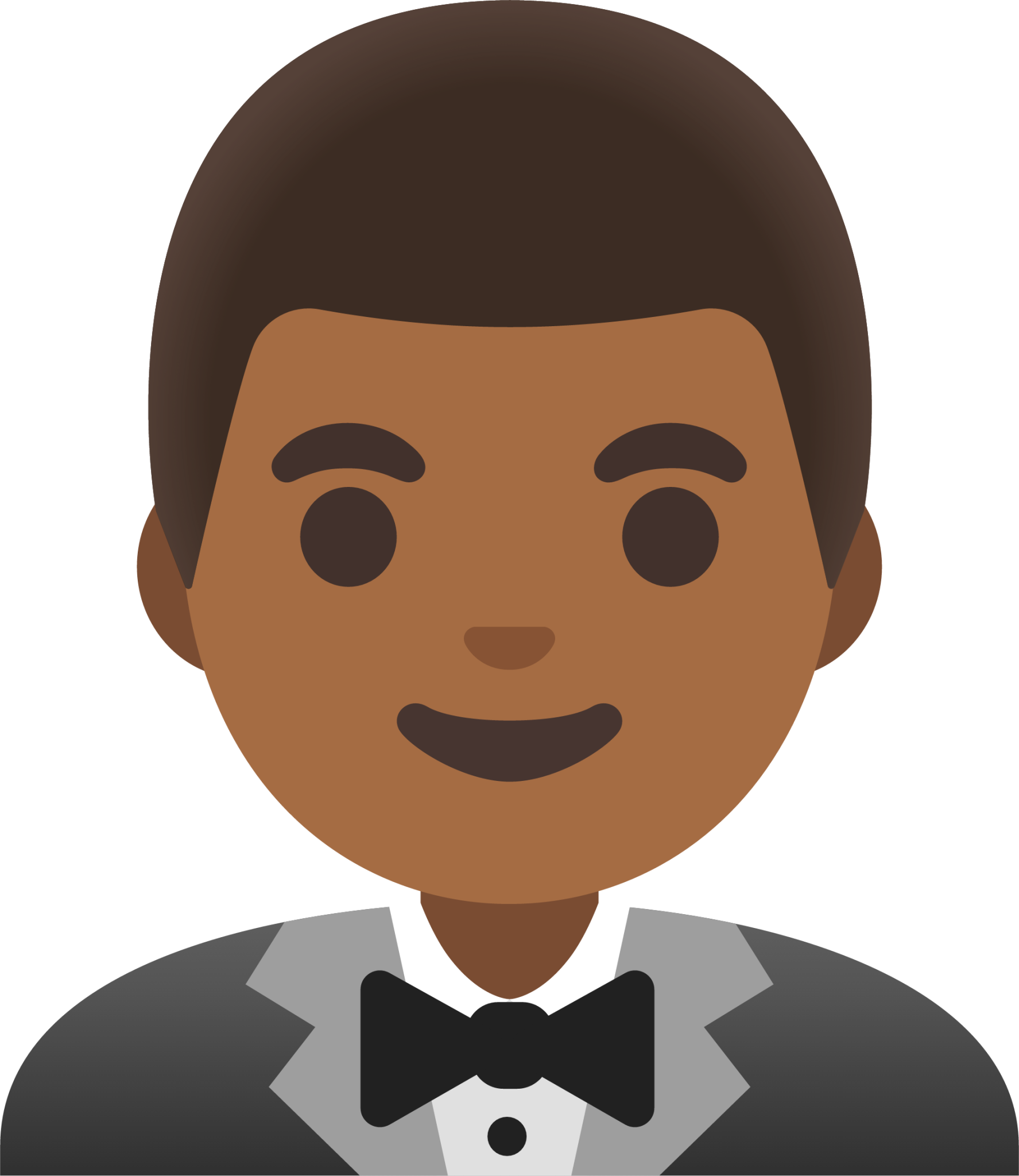 man in tuxedo: medium-dark skin tone emoji