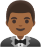 man in tuxedo: medium-dark skin tone emoji