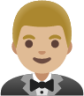 man in tuxedo: medium-light skin tone emoji