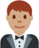 man in tuxedo: medium skin tone emoji