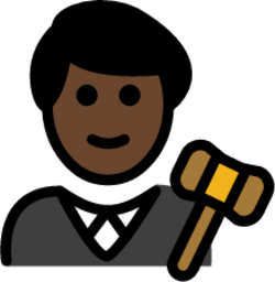 man judge: dark skin tone emoji