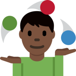 man juggling: dark skin tone emoji