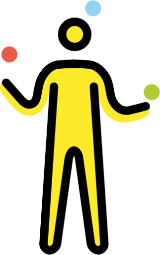 man juggling emoji