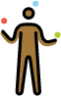 man juggling: medium-dark skin tone emoji