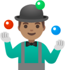 man juggling: medium skin tone emoji