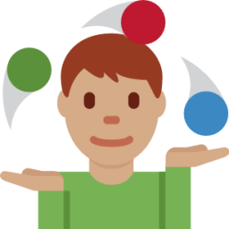 man juggling: medium skin tone emoji